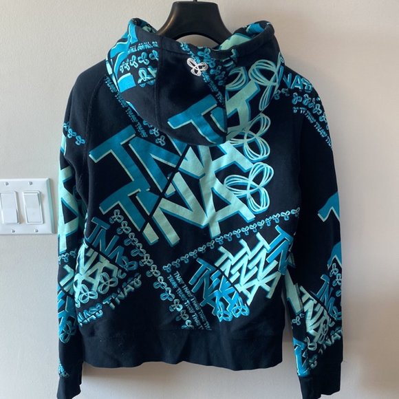 Aritzia TNA Black Multi Coloured Logo Zip Up Casual Hoodie - Picture 6 of 9